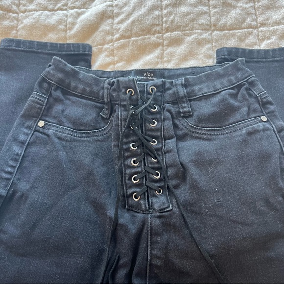 Lace Up Black Jeans - Picture 4 of 5